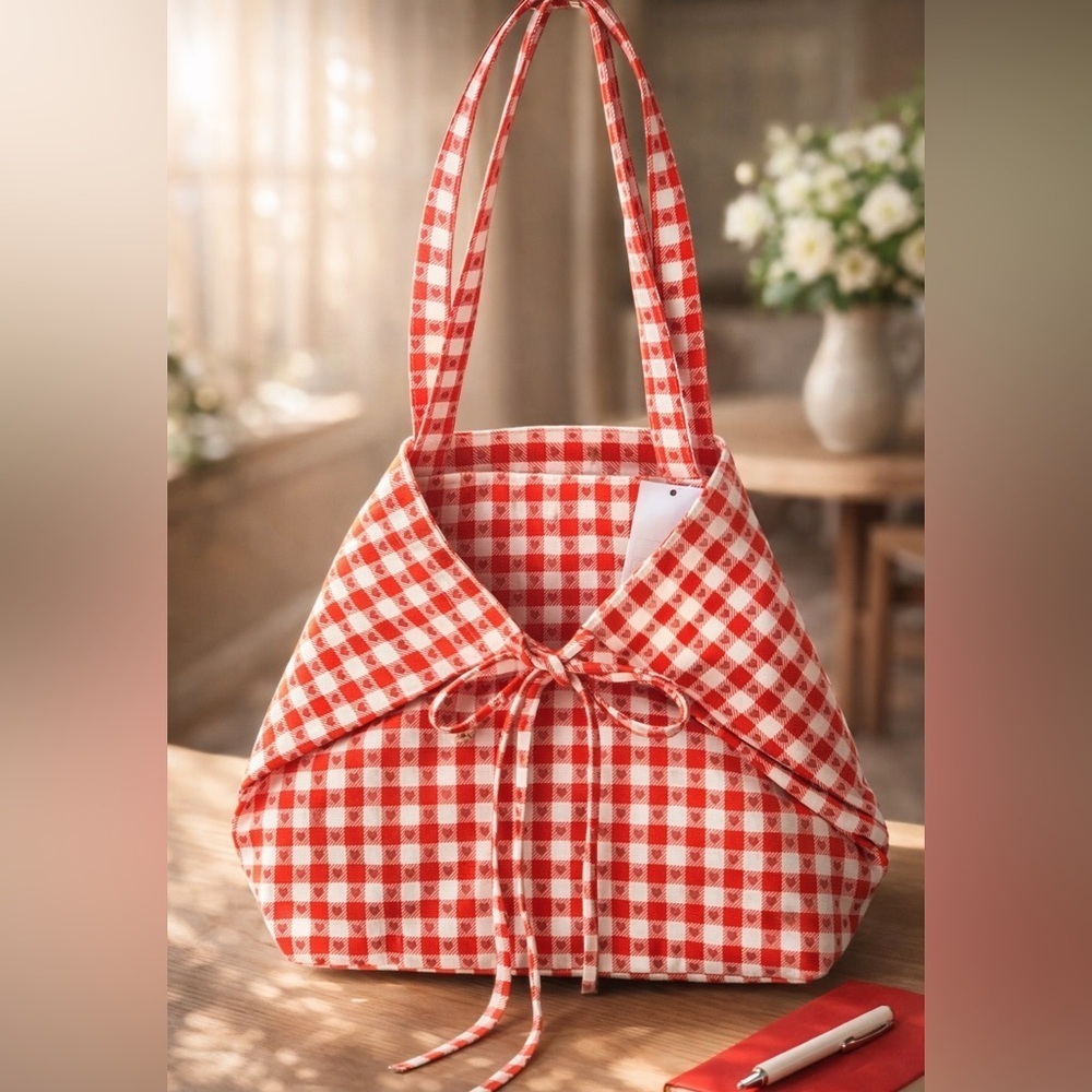 Red Checkered Tote Bag - Picture 2 of 5